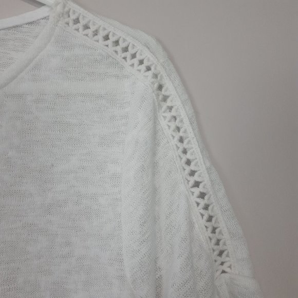 GIBSON White Sheer Peplum Sleeve Shirt - Picture 7 of 7